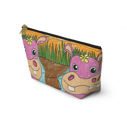 Hippo Hippopotamus Animal Creature Graphic Accessory Pouch w T-bottom