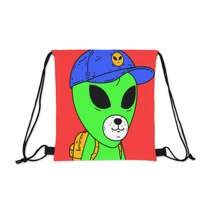 White Dog Bear Mouth Alien Green Visitor Yellow Backpack Blue Visi Hat Outdoor Drawstring Bag