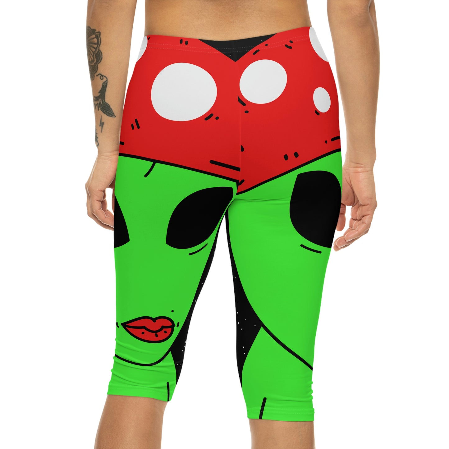 Leggings capri para mujer Mushroom Galaxy Alien Star (AOP) 