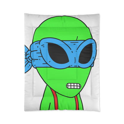 Green Alien Blue Ninja Mask Red Suspenders Visitor Bed Comforter