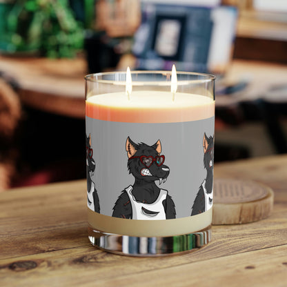 Heart Valentine Black Wolf Cyborg Scented Candle - Full Glass, 11oz