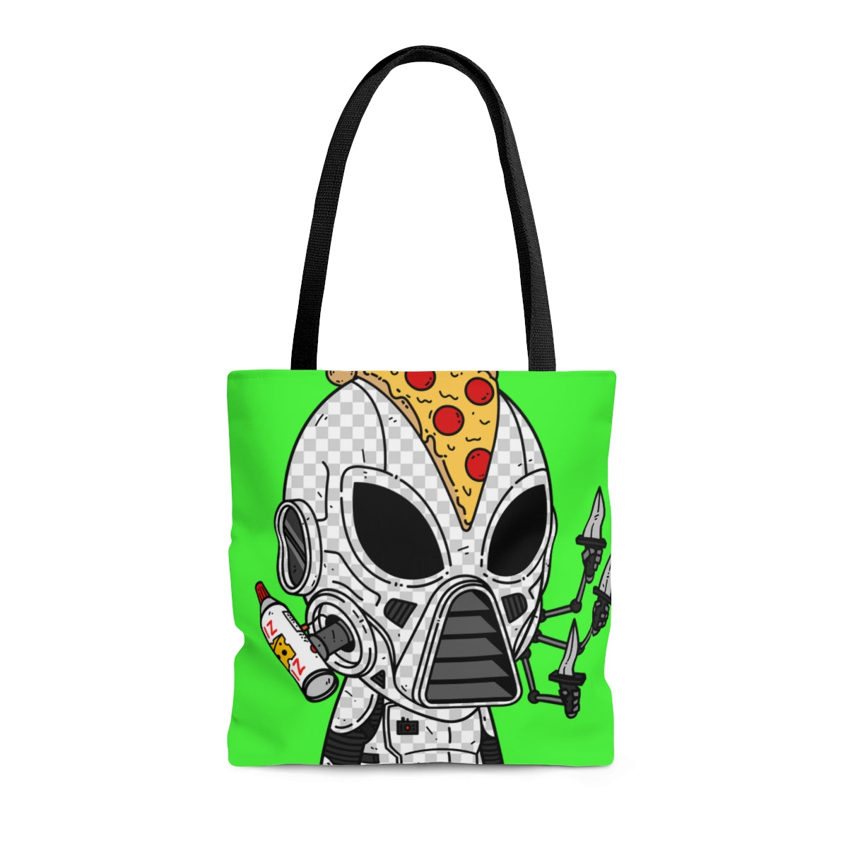 Knive Peppe Pizza Viz Wiz Armored White Future Alien Cyborg Machine Visitor AOP Tote Bag