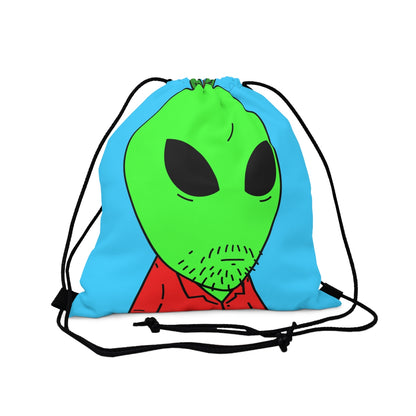 Green Apple Head Alien Unshaven Red Collar Shirt Visitor Outdoor Drawstring Bag