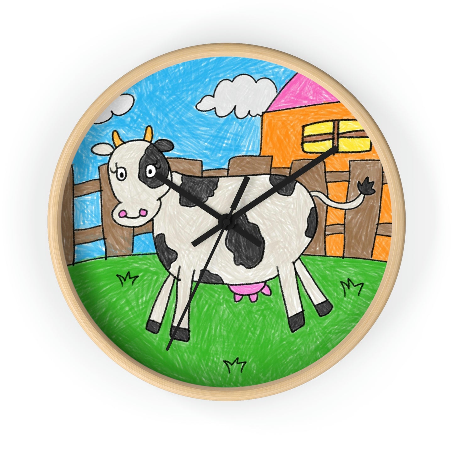 Cow Moo Farm Barn Animal Character Wall clock