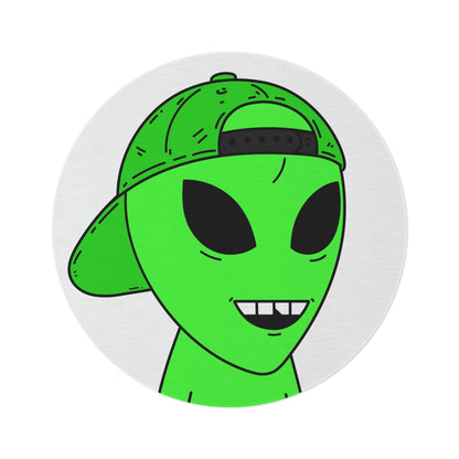 The Green Alien Visitor with Hat Round Rug - Visitor751