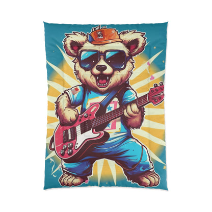 Bear Guitarist Music Guitar Player Animal Graphic Comforter