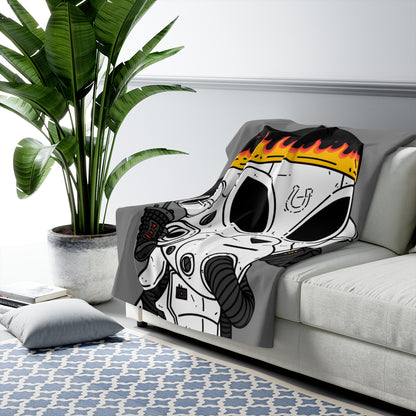 Burb Fire Bandana Horse Shoe Armored White Future Alien Cyborg Machine Visitor Sherpa Fleece Blanket