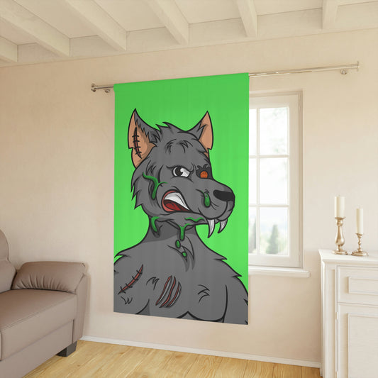 Wolf Grey Cyborg Animal Werewolve Window Curtains (1 Piece)