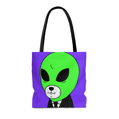 Green Alien Business Suit Dog Face Visitor AOP Tote Bag