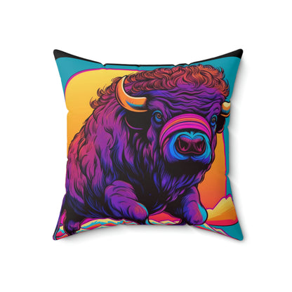 American Bison Graphic Spun Polyester Square Pillow