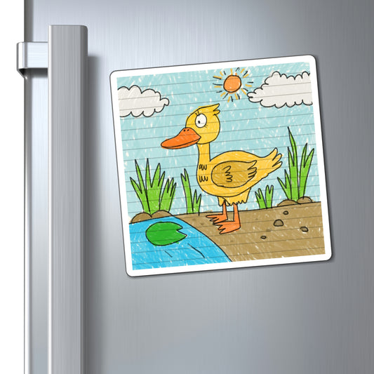 Yellow Duck Bird Pond Magnets