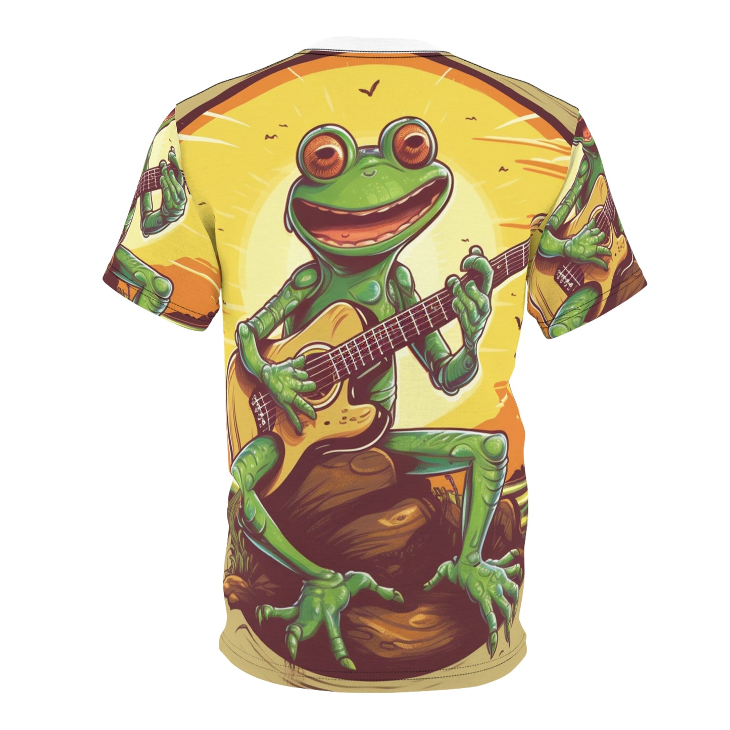 Swamp Frog Acoustic Guitar Player Outdoor Unisex Cut & Sew Tee (AOP)