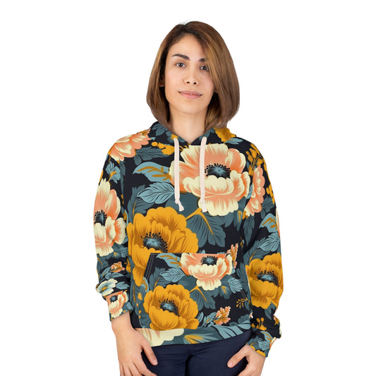 Vintage 50s 60s Inspired High-Waisted Floral Pattern Unisex Pullover Hoodie (AOP)