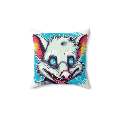 Delightful Opossum Summer Animation Spun Polyester Square Pillow