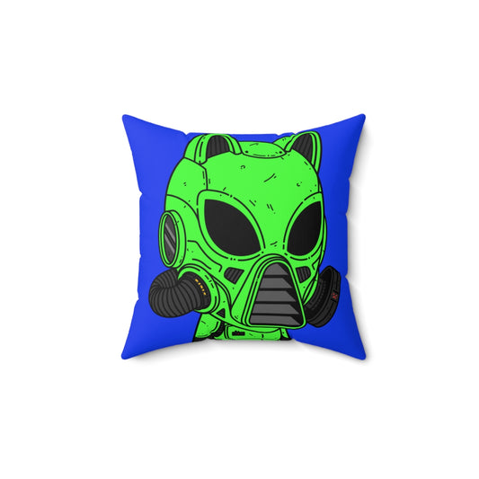 Armored Green Future Alien Cyborg Machine Visitor Spun Polyester Square Pillow