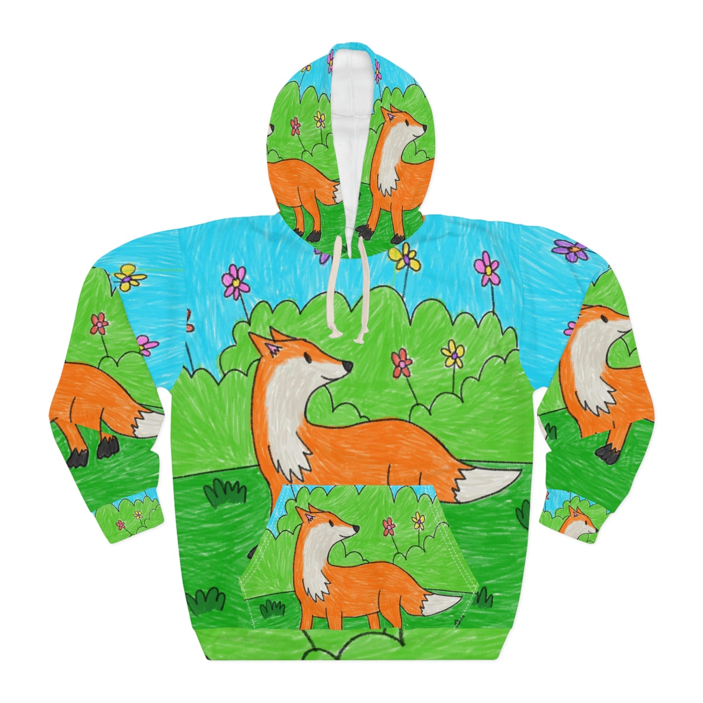 Fox Woodland Animal Foxy AOP Unisex Pullover Hoodie