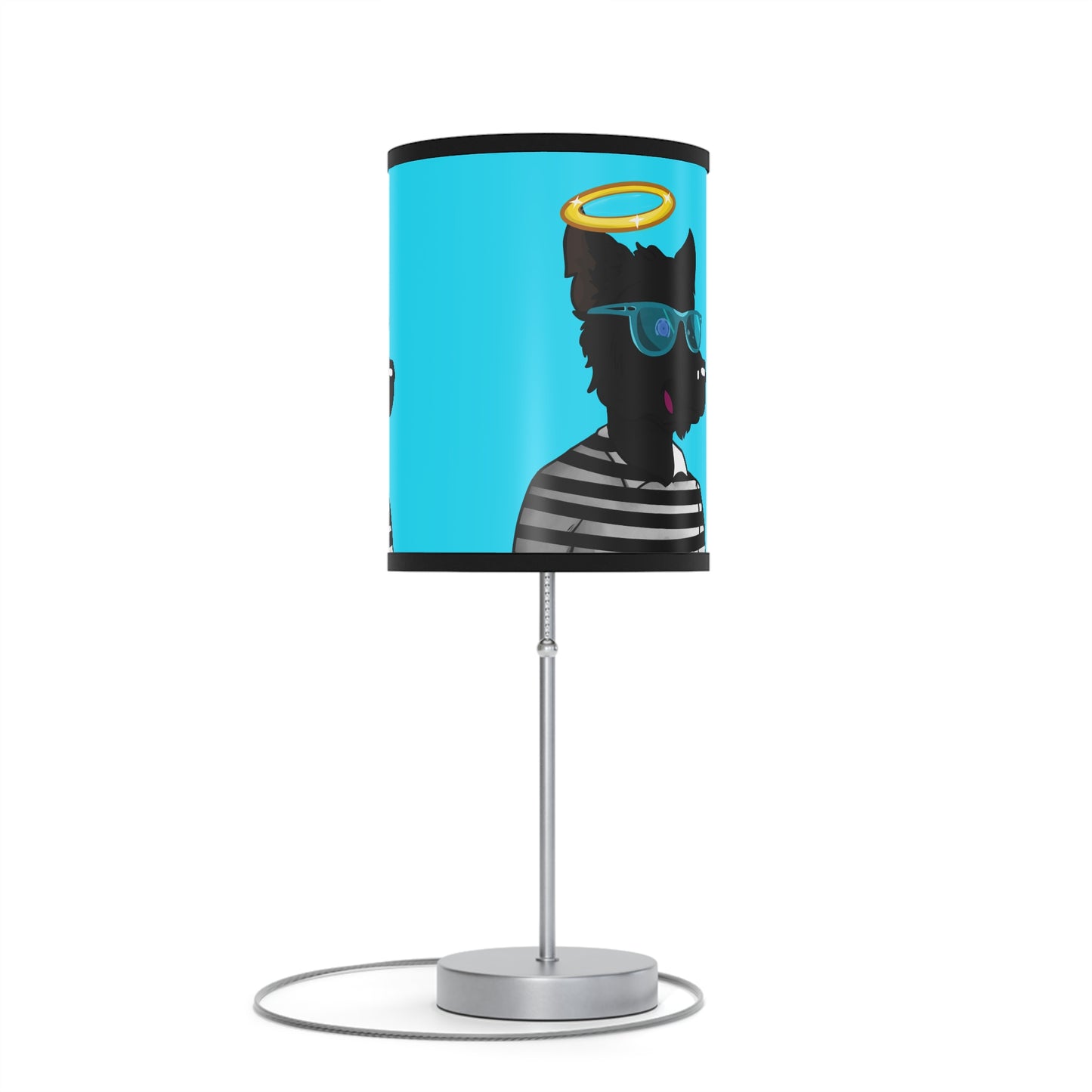 Cyborg Wolve Angel Halo Striped Shirt Glasses Wolf Lamp on a Stand, US|CA plug