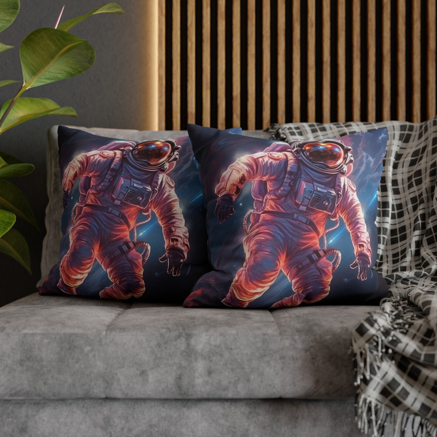 Astronaut Outer Space - Galaxy Starfield Art Spun Polyester Square Pillow Case