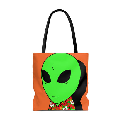Hawaiian Shirt Green Alien Visitor Shadow AOP Tote Bag