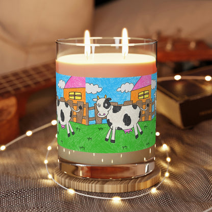 Cow Moo Farm Barn Animal Character Scented Candle - Full Glass, 11oz