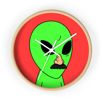 Green Visitor Alien Disguised Fake Nose Wall clock