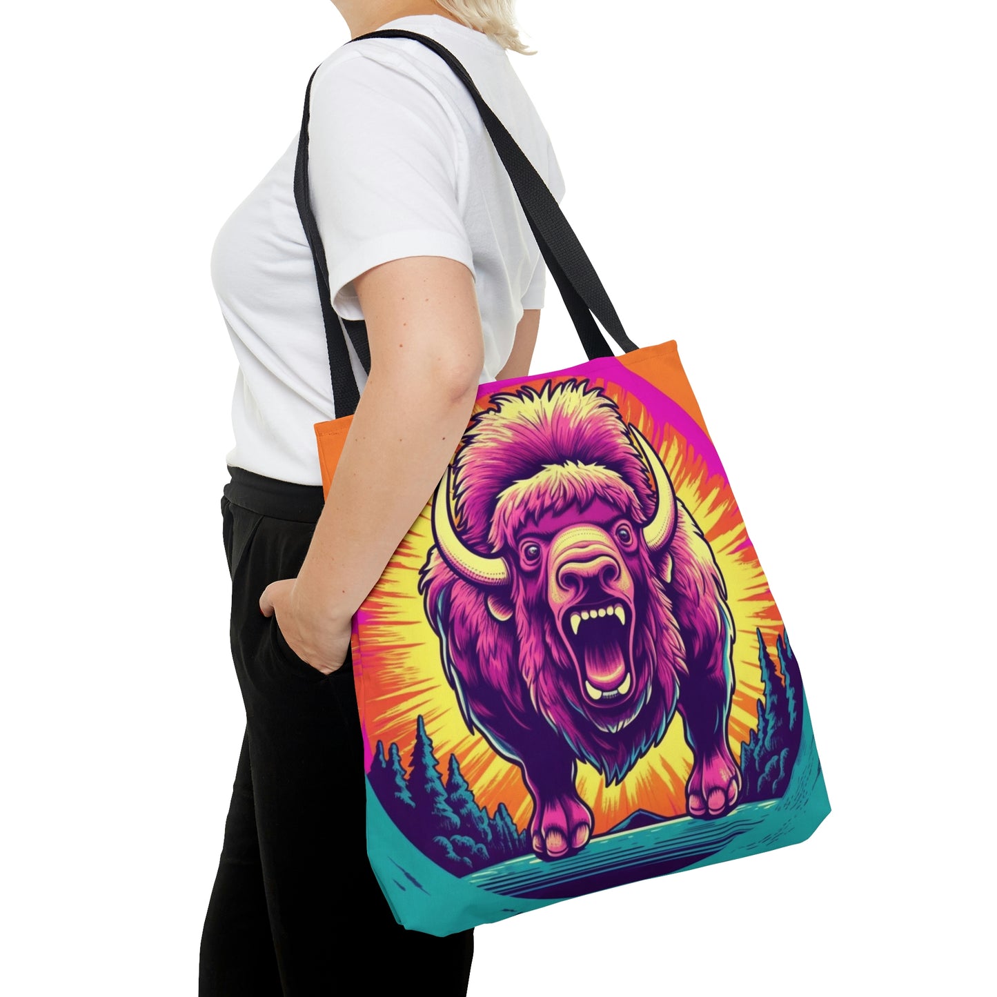 Bolso de mano estilo Buffalo American Bison Graphic USA (AOP) 