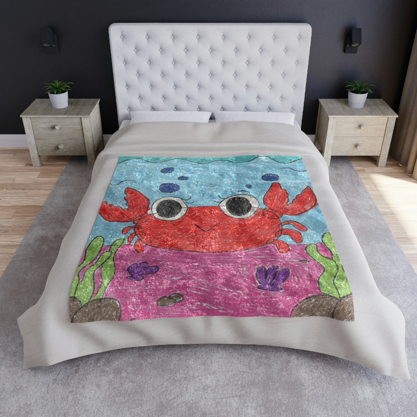 Lobster Crab Graphic Sea Lovers Crushed Velvet Blanket