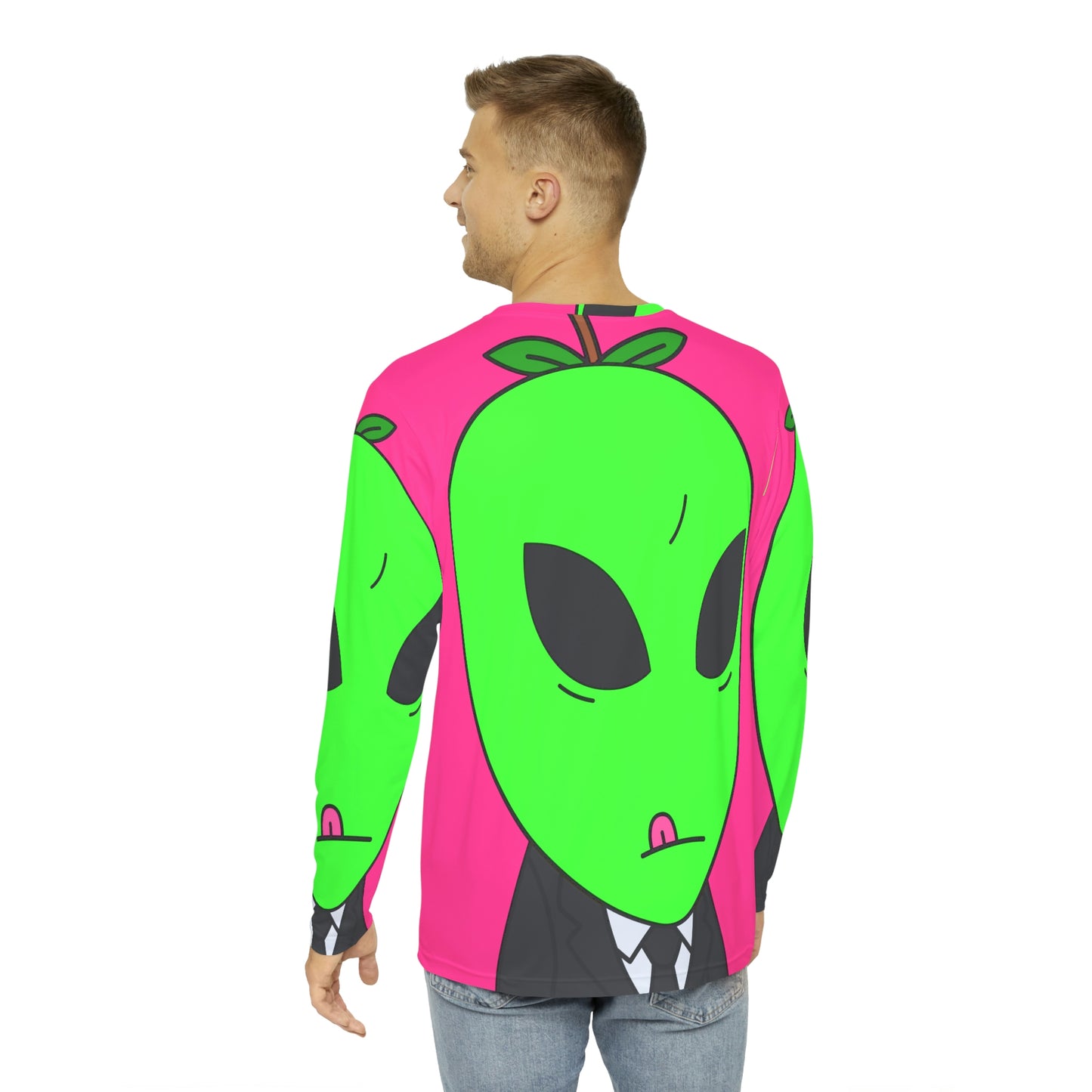 Apple Green Alien Teacher Professor Men's Long Sleeve AOP Shirt