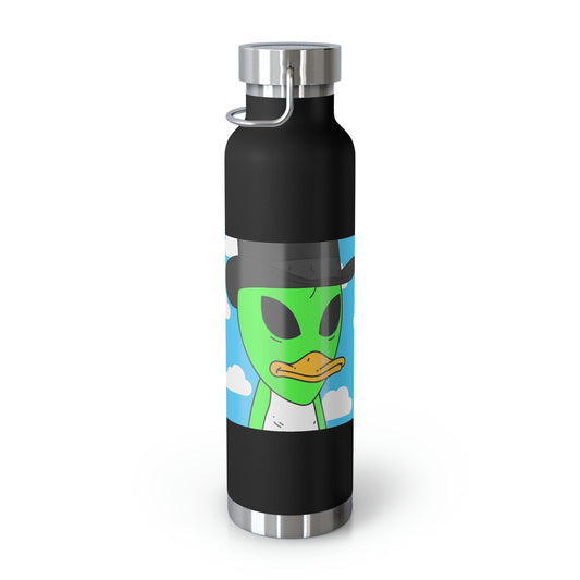 Visitor Green Alien Duck Black Top Hat Botella aislada al vacío de cobre, 22 oz