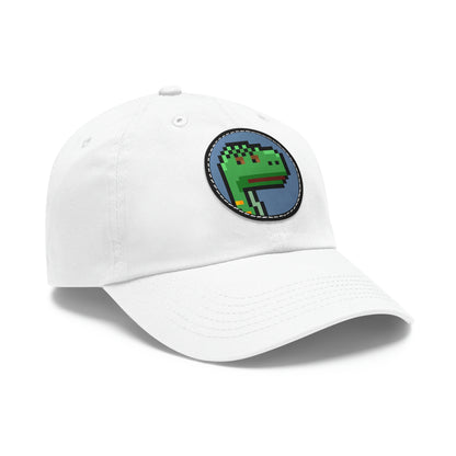 Dinosaur Dino Pixel Dad Hat with Leather Patch (Round)