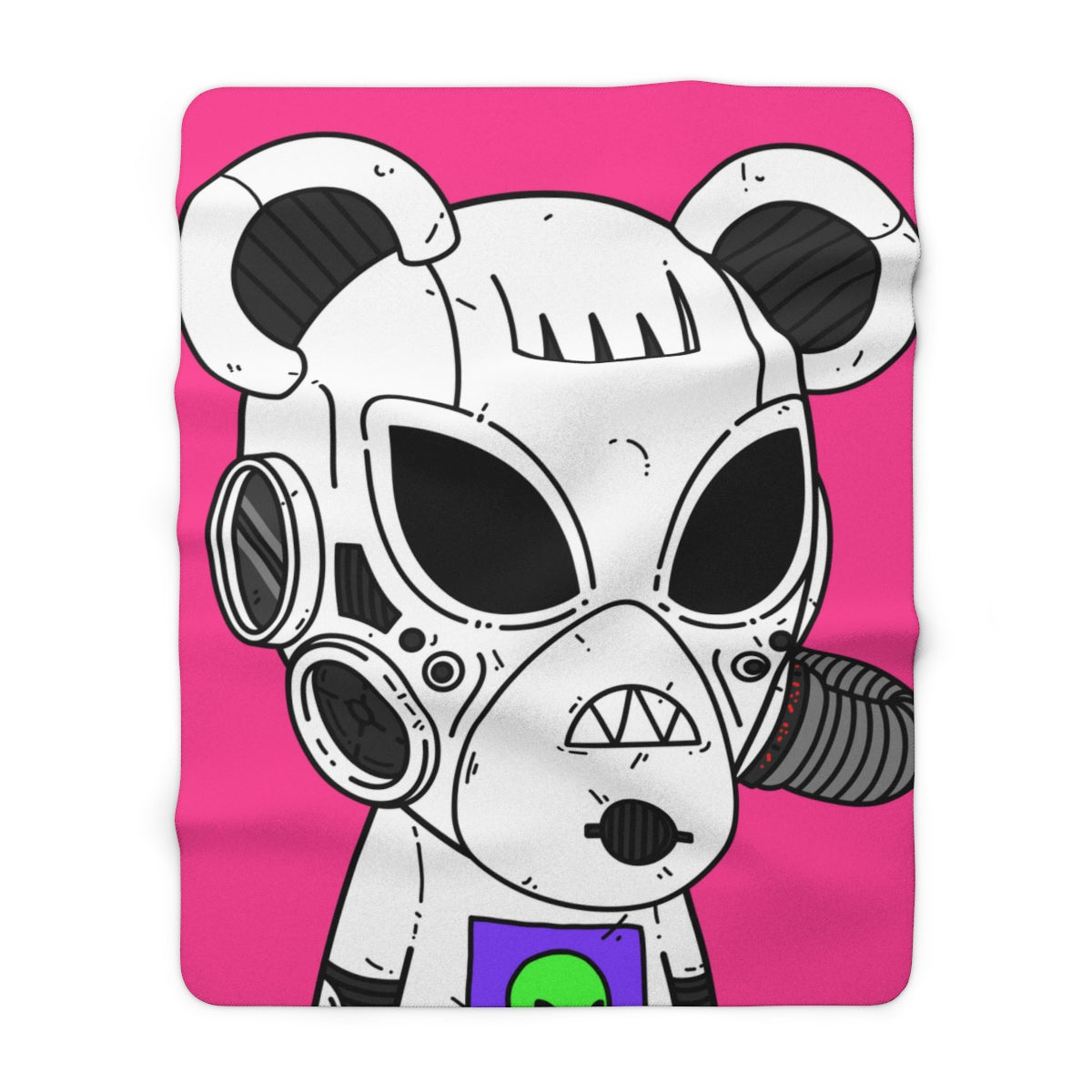 Armored White Mouse Ears Future Alien Cyborg Machine Visitor Sherpa Fleece Blanket