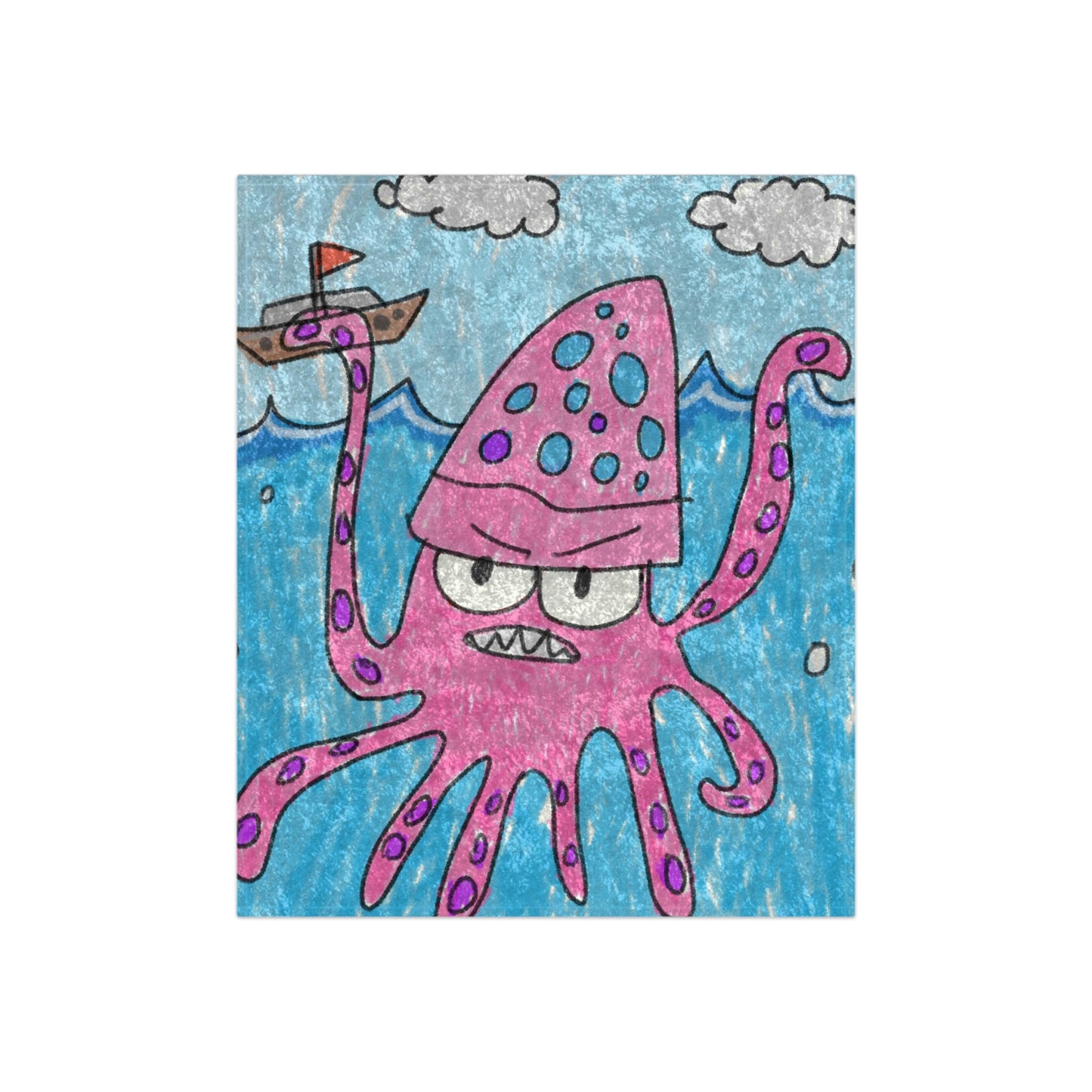 The Kraken Octopus Clean Graphic Crushed Velvet Blanket