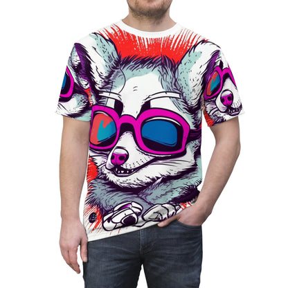 Delighted Opossum Animation graphic Unisex Cut & Sew Tee (AOP)