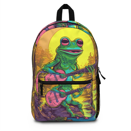 Pink Guitar Swamo Frog Outdoor Adventure Music Graphic Backpack