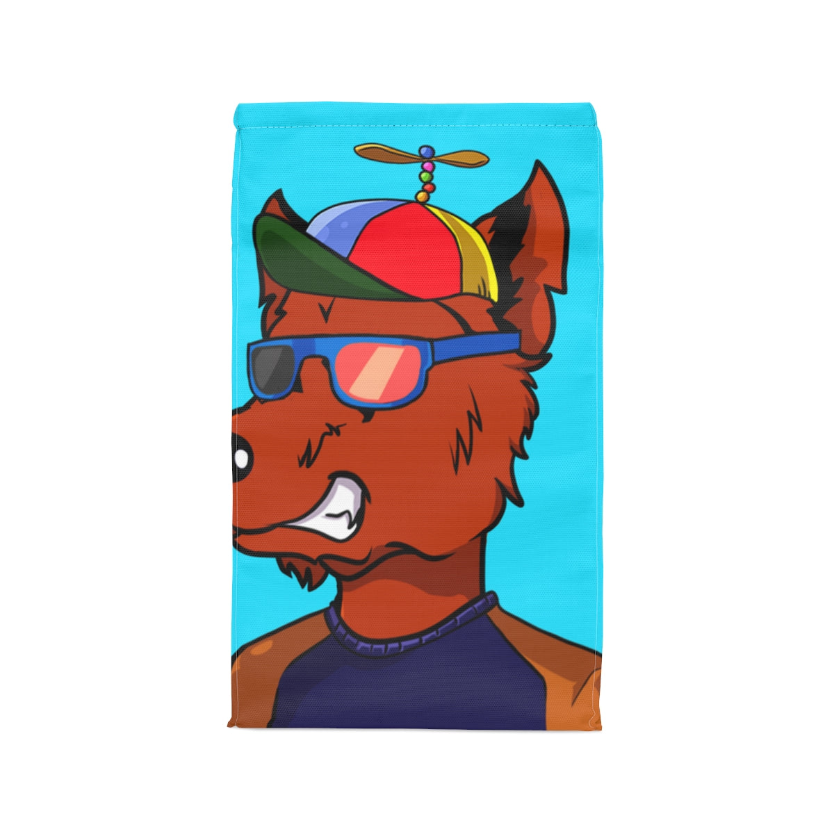 Helicopter Cyborg Wolf Propeller Hat Orange Fur Color Sunglasses Long Sleeve Polyester Lunch Bag