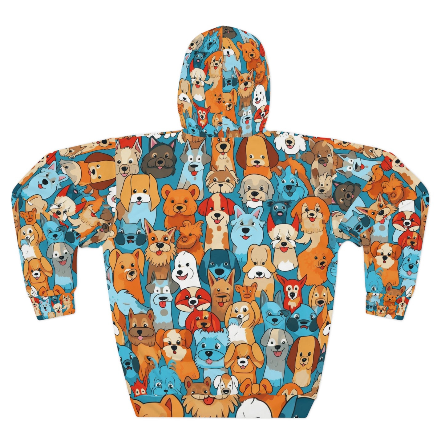 Cute Cartoon Dogs Whimsical Pattern Design Unisex Pullover Hoodie (AOP)