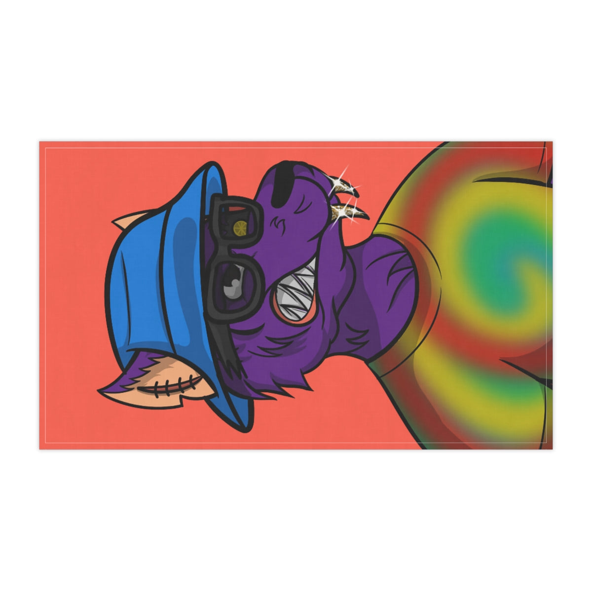 Wolf Cyborg Tie Dye Swirl Shirt Fange Teeth Blue Bucket Hat Purple Fur Tea Kitchen Towel