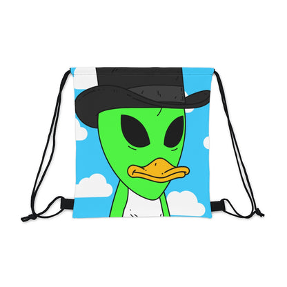 The Visitors Green Alien Duck Black Top Hat Outdoor Drawstring Bag