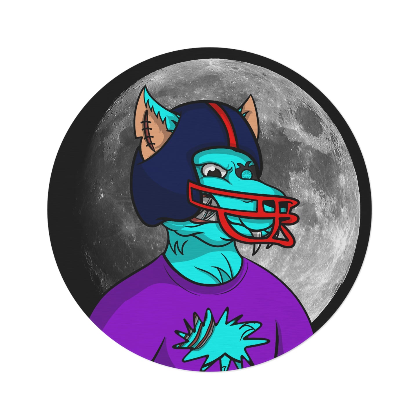 Foot Ball Full Moon American Werewolve Wolf Cyborg Round Rug