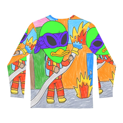 Superhero Fireman Fire Fighter Visitor 751 Alien Men's Long Sleeve AOP Shirt