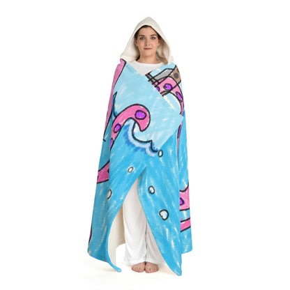 The Kraken Octopus Clean Graphic Hooded Sherpa Fleece Blanket