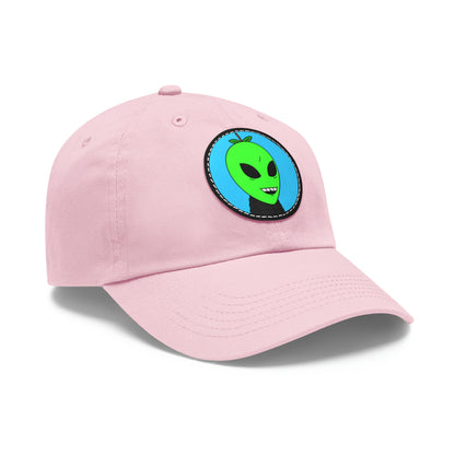 Green Apple Chipped tooth Visitor Smiling Dad Hat with Leather Patch (Round)