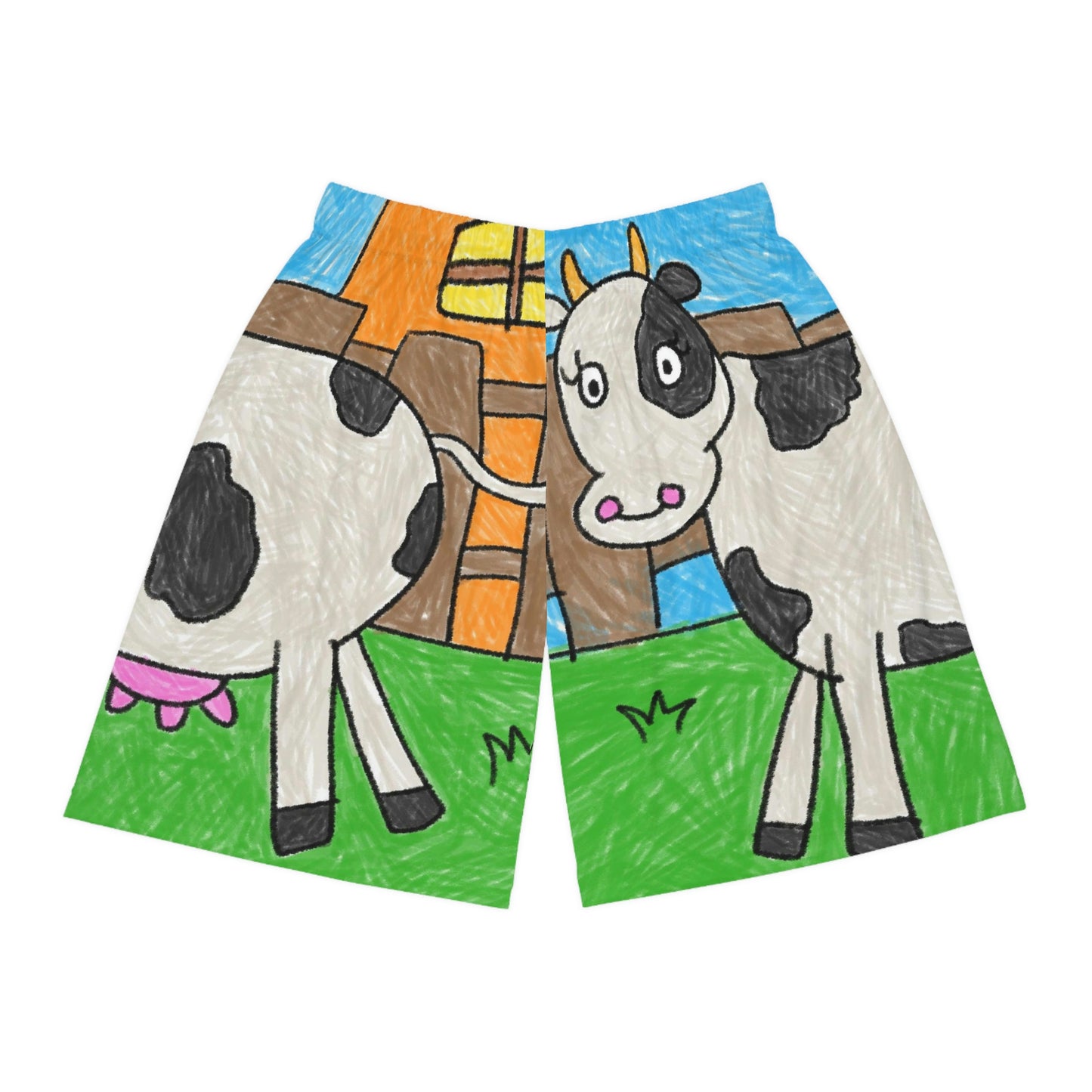 Cow Farm Animal Character Basketball Shorts (AOP)