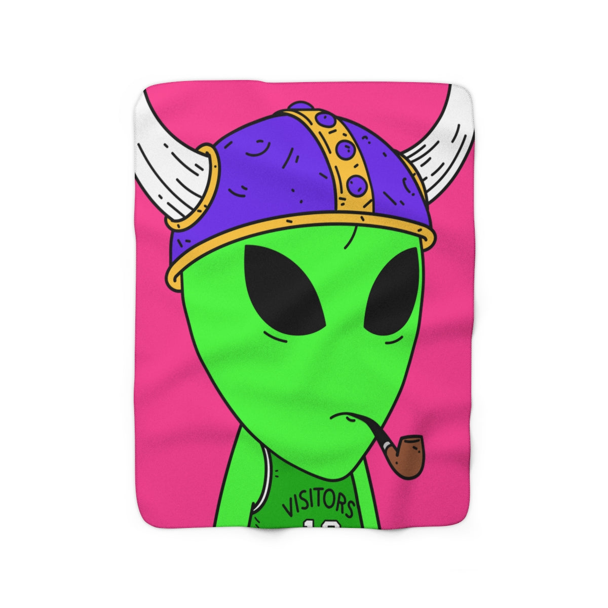 Green Visi Jersey Purple Viking Helmet Pipe Alien Visitor Sherpa Fleece Blanket