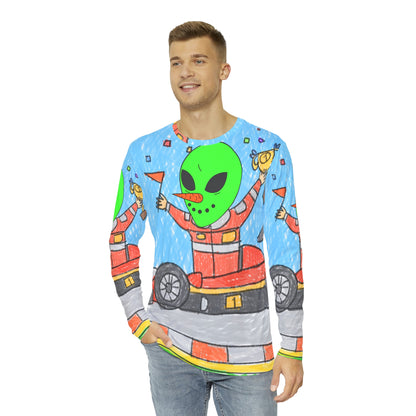 Racer Car Driver Alien Veggie Visi the Vegetable Visitor Men's Long Sleeve AOP Shirt