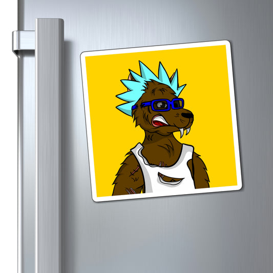 Spiky Blue Hair Cartoon Werewolve Wolf Magnets