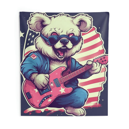 Rock and Roll Independence: Patriotism Patriotic Bear's Guitar Indoor Wall Tapestries