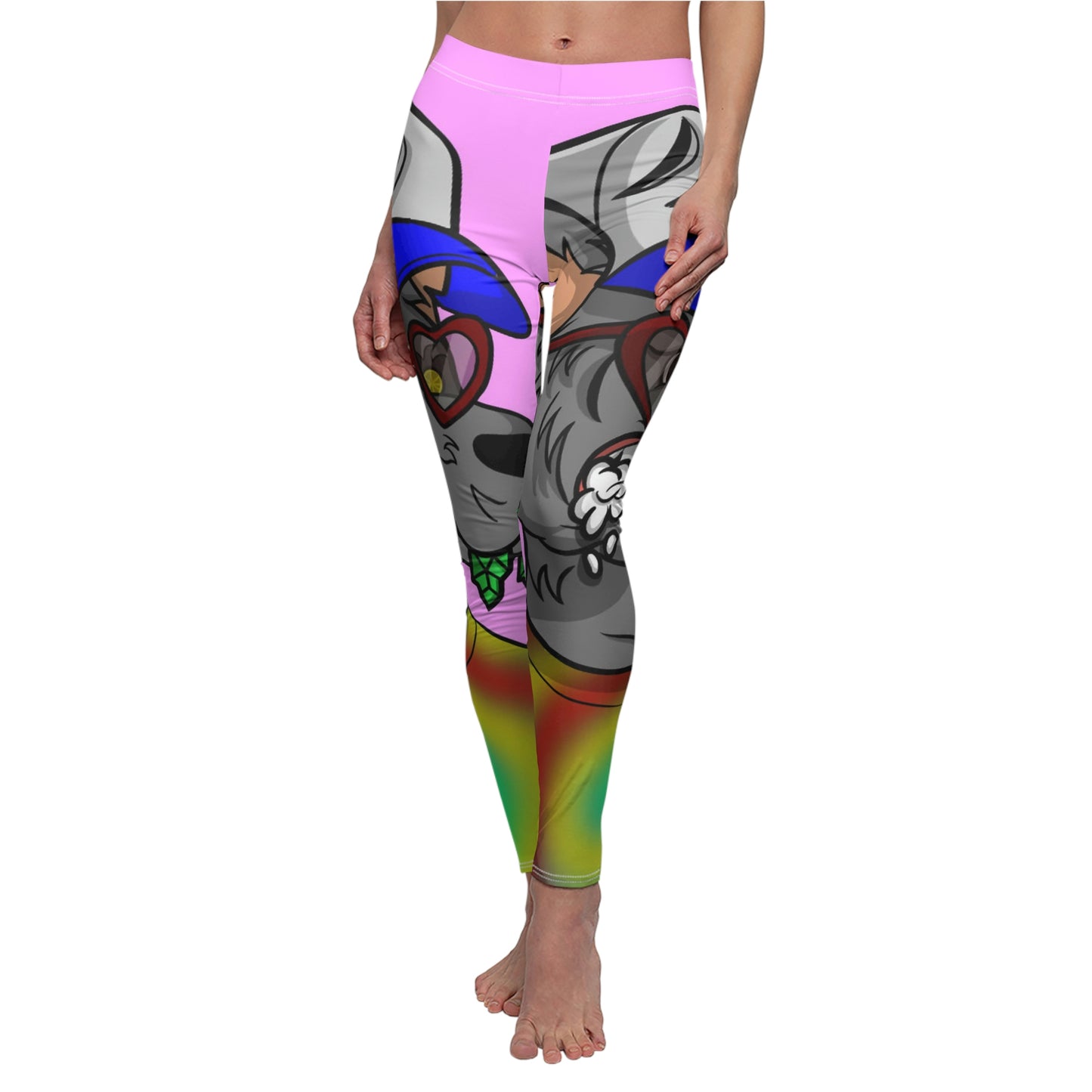 Valentine Heart Wolf Werewolve Tiedye Women's Cut & Sew Casual Leggings