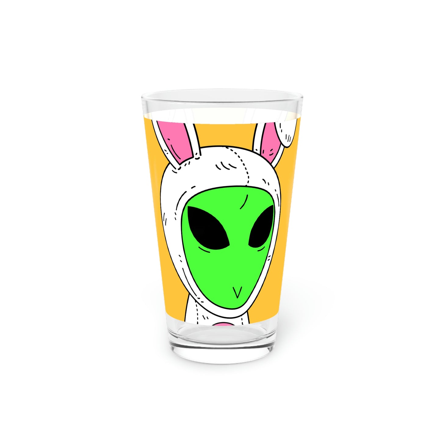 Bunny Easter Rabbit Alien Visitor Pint Glass, 16oz