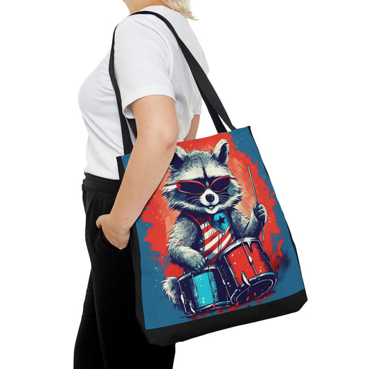 Raccoon Patriotic Rock Star USA Classic Style Tote Bag (AOP)